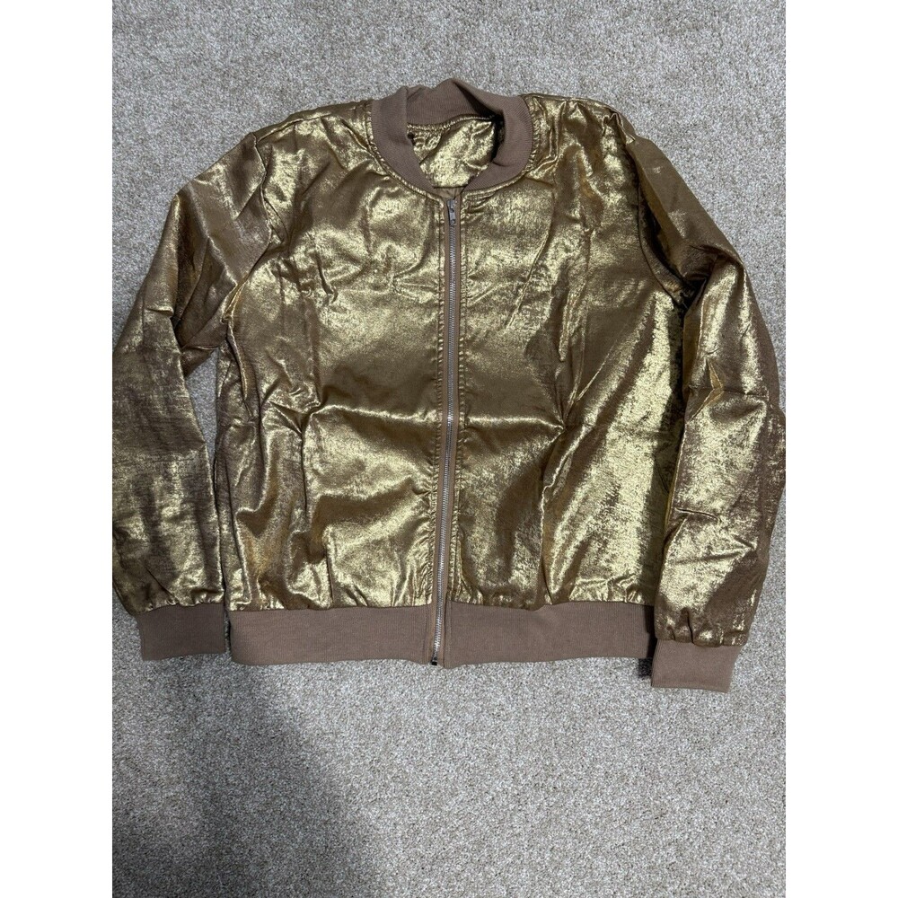 Gold Metallic Bomber Jacket Size Large